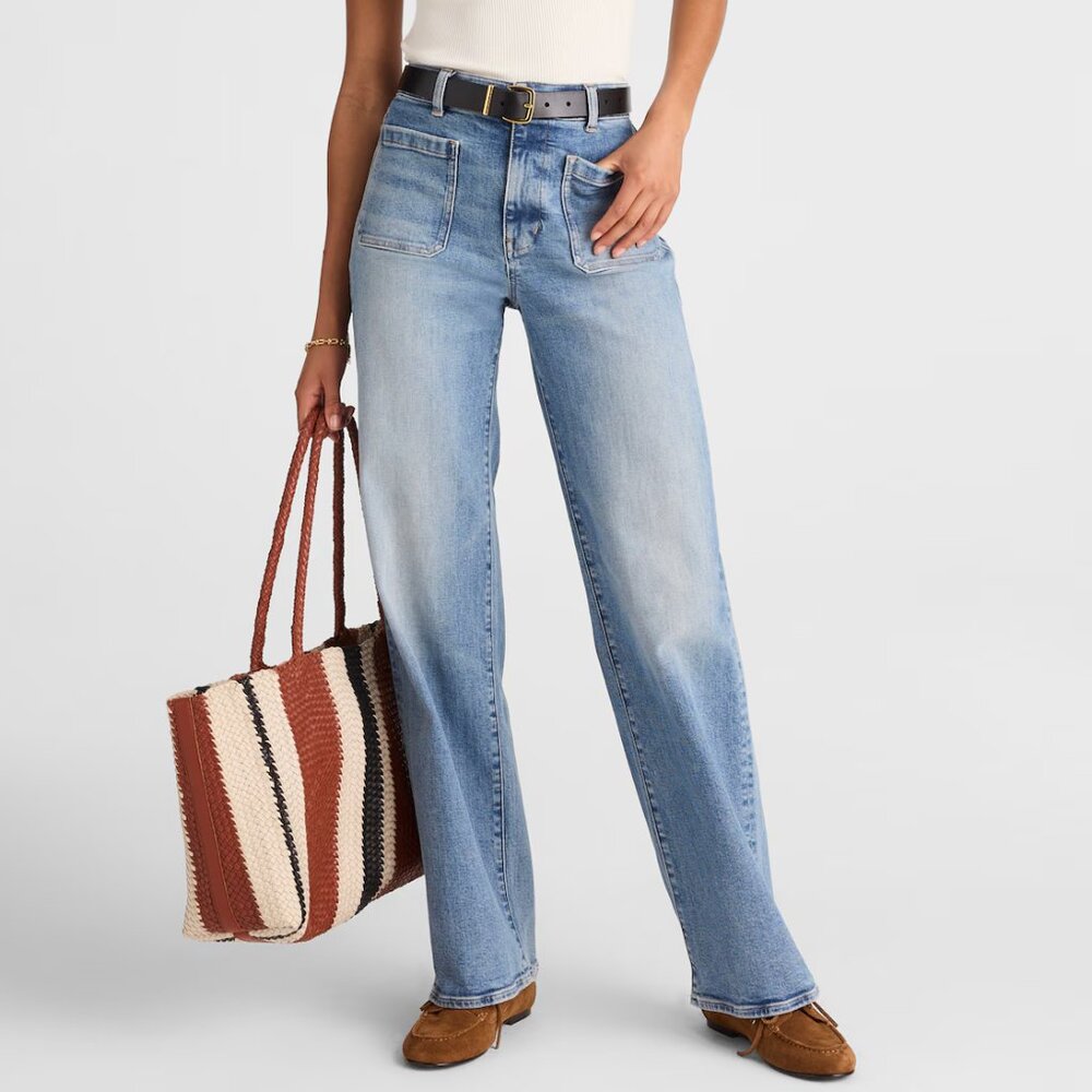 The Emmett Wide-Leg Full Length Jean: Patch Pocket Edition Atlin Wash 25 NWT